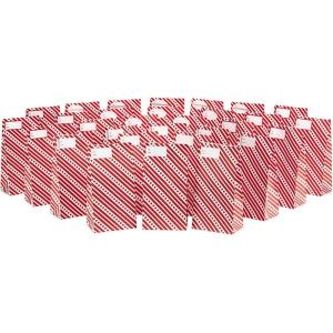 Hallmark Red Party Favor and Wrapped Treat Bags, Assorted Designs (30 Ct., 10 Each of Chevron, White Dots, Solid) for Christmas, Valentines Day, Sweetest Day, May Day, Mothers Day, Care Packages(Red Stripes with Label)