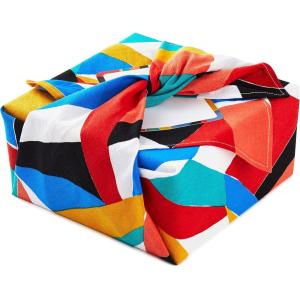 Hallmark Reusable Fabric Gift Wrap (1 Sheet: 26″ x 26″ Pink and Orange Modern Floral) for Easter, Birthdays, Bridal Showers, Mother’s Day and More(Bold Abstract  Red  Yellow  Black  Teal  Orange)