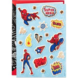 Hallmark Signature Marvel Birthday Card with Stickers (Spider-Man)(Light Blue)