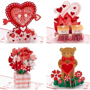 Hallmark Signature Paper Wonder Pop Up Valentines Day Cards Assortment (4 Cards with Envelopes)(Assorted Pop Ups)