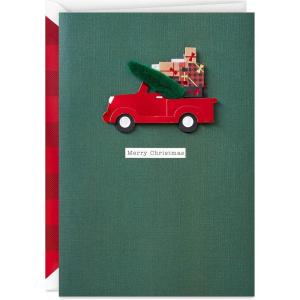 Hallmark Signature Wood Christmas Card (Hallmark Channel Vintage Red Truck)(Red Truck Card)