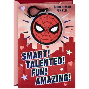 Hallmark Spider-Man Valentines Day Card for Kids with Backpack Clip (Smart, Talented, Fun, Amazing)