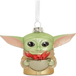 Hallmark Star Wars: The Mandalorian Grogu Holding Cup Christmas Ornament, Blown Glass