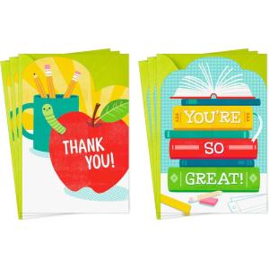 Hallmark Teacher Appreciation Card Assortment (6 Cards with Envelopes) for Kindergarten, Grade School, Preschool Teachers(School Appreciation  6 Cards)