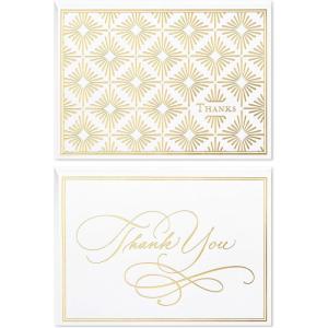 Hallmark Thank You Cards Assortment, Gold Foil Scroll (50 Thank You Notes with Envelopes for Wedding, Bridal Shower, Baby Shower, Business, Graduation)