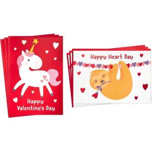 Hallmark Valentines Day Cards Assortment for Kids, Unicorn and Sloth (6 Valentine’s Day Cards with Envelopes)(Unicorn and Sloth)