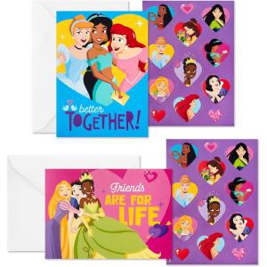 Hallmark Valentines Day Cards and Stickers for Kids School, Dinosaur (24 Classroom Valentines with Envelopes)(Disney Princess Valentines with Stickers)
