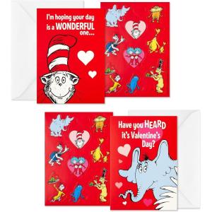 Hallmark Valentines Day Cards and Stickers for Kids School, Puppies and Kittens (24 Classroom Valentines with Envelopes)(Dr. Seuss Valentines with Stickers)