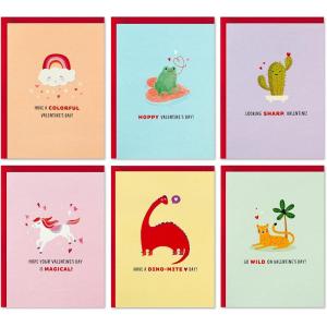 Hallmark Valentines Day Cards for Kids School, Animal Puns (36 Blank Classroom Valentines with Envelopes)