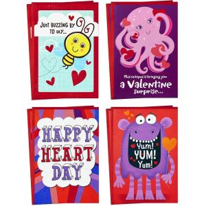 Hallmark Valentines Day Cards for Kids School, Sea Creatures (8 Classroom Valentines with Envelopes)(Red/Purple)