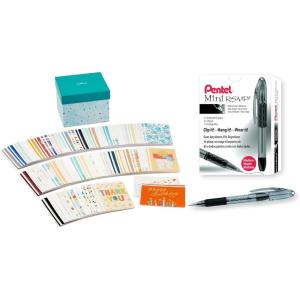 Pentel Mini R.S.V.P Stick Ballpoint Pens (Pack of 12) and Hallmark All Occasion Boxed Set of Greeting Cards (Pack of 100) for Birthday, Thank You, Sympathy, Wedding, Baby Showers