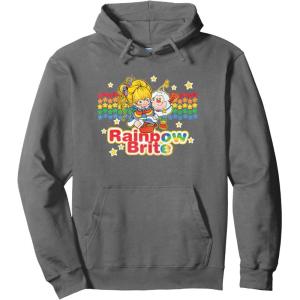 Rainbow Brite & Sprite Vintage Star Stripes Distressed Logo Pullover Hoodie(Asphalt Grey)