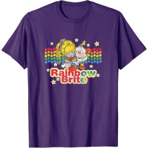Rainbow Brite & Sprite Vintage Star Stripes Distressed Logo T-Shirt(Purple)