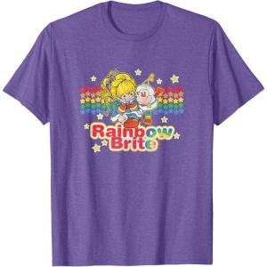 Rainbow Brite & Sprite Vintage Star Stripes Distressed Logo T-Shirt(Purple Heather)