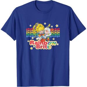 Rainbow Brite & Sprite Vintage Star Stripes Distressed Logo T-Shirt(Royal Blue)