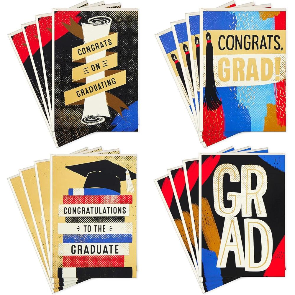 imageHallmark Graduation Thank You Cards Bulk Brush Strokes 40 Thank You Notes and EnvelopesBlack