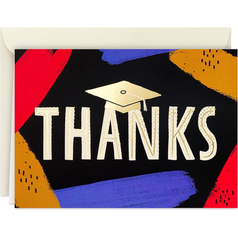 imageHallmark Graduation Thank You Cards Bulk Brush Strokes 40 Thank You Notes and EnvelopesBrush Strokes Thanks  40 Notecards