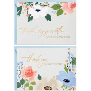 Hallmark Funeral Thank You Cards Assortment, Gold Foil Flowers (50 Thank You for Your Sympathy Cards with Envelopes)
