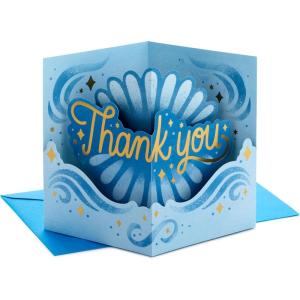 Hallmark Paper Wonder Pop Up Thank You Card (Blue and Gold) for Graduation, Nurses Day, Admin Professional Day, Teacher Appreciation and More