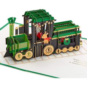 Hallmark Signature Paper Wonder Pop Up Christmas Cards Assortment (4 Holiday Cards with Envelopes)(Pop Up  Christmas Train)