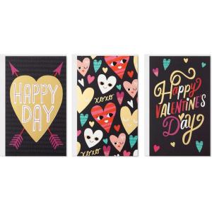 Hallmark Mini Valentines Day Cards for Kids School, Gold Foil Happy Hearts (18 Classroom Valentines with Envelopes)(Gold Foil Happy Heart Folded Mini Valentines)