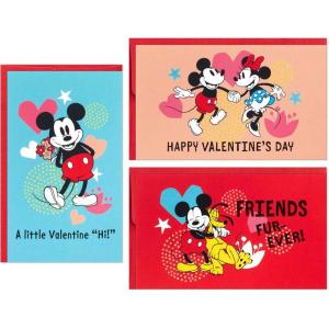Hallmark Mini Valentines Day Cards for Kids School, Gold Foil Happy Hearts (18 Classroom Valentines with Envelopes)(Mickey and Minnie Folded Mini Valentines)