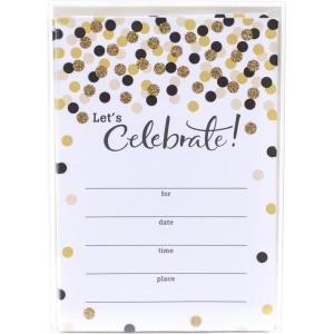 Hallmark Party Invitations (Let’s Celebrate with Gold and Black Dots, Pack of 20)