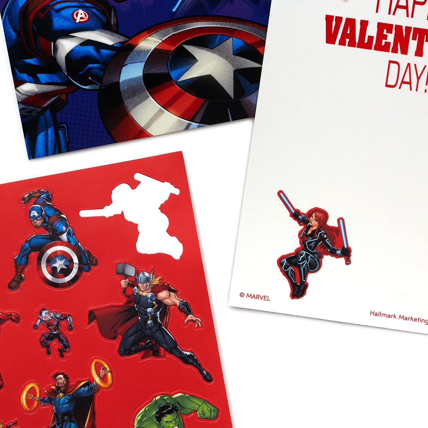 imageHallmark Avengers Valentines Day Cards and Stickers for Kids School 24 Classroom Valentines with EnvelopesAvengers Valentines with Stickers