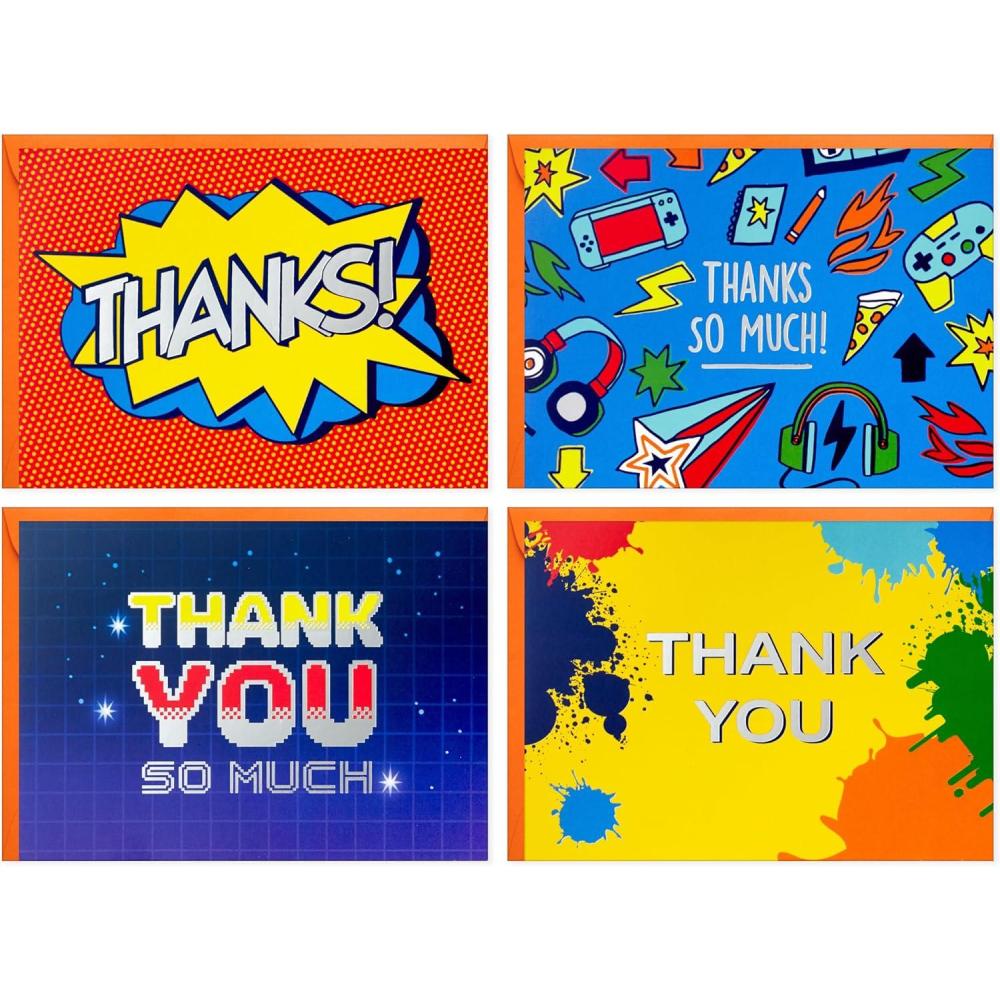 imageHallmark Comic Book and Video Game Thank You Note Assortment 24 Blank Cards with Envelopes for Kids Grandchildren GamersThank You Notes