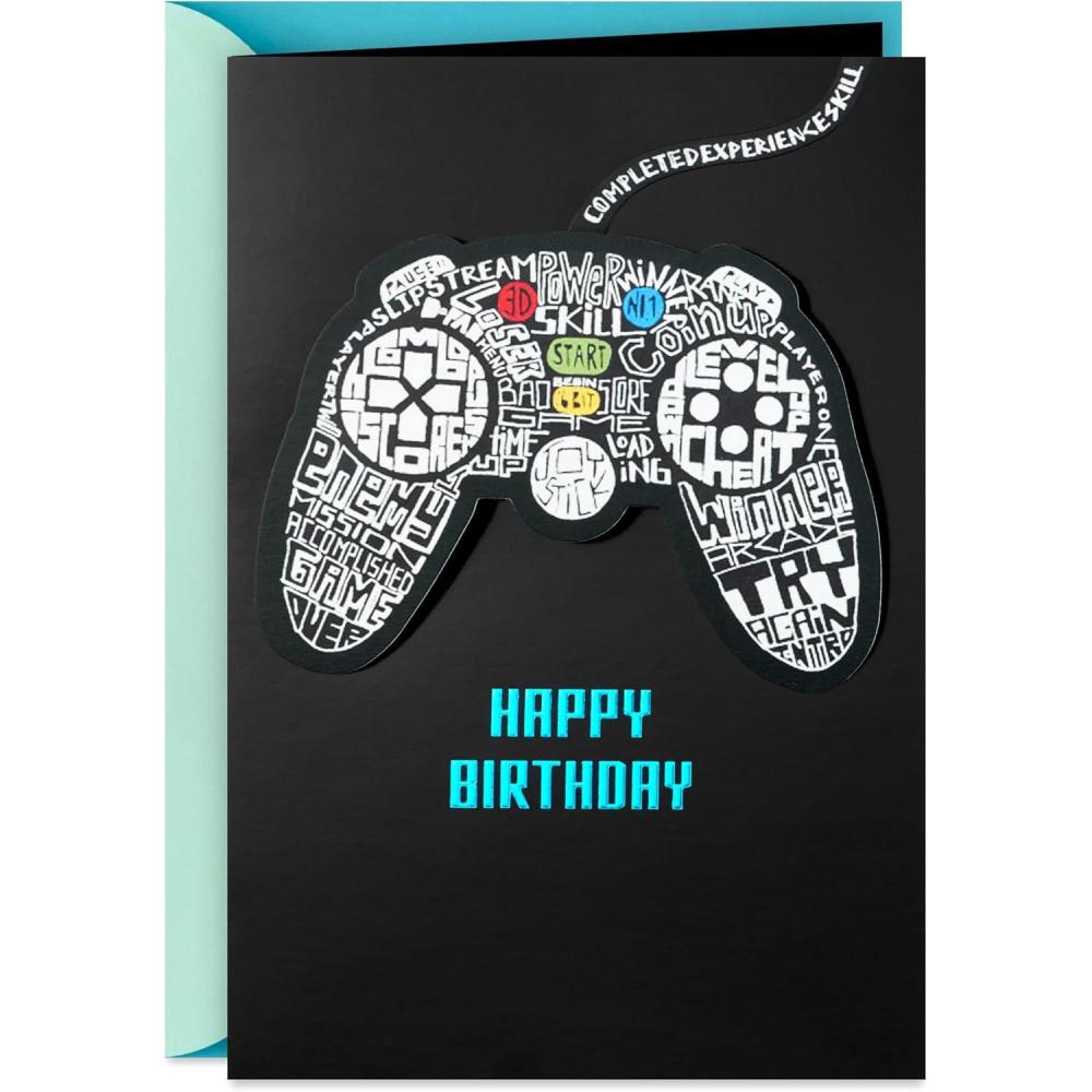 imageHallmark Comic Book and Video Game Thank You Note Assortment 24 Blank Cards with Envelopes for Kids Grandchildren GamersVideo Game Controller Birthday Card