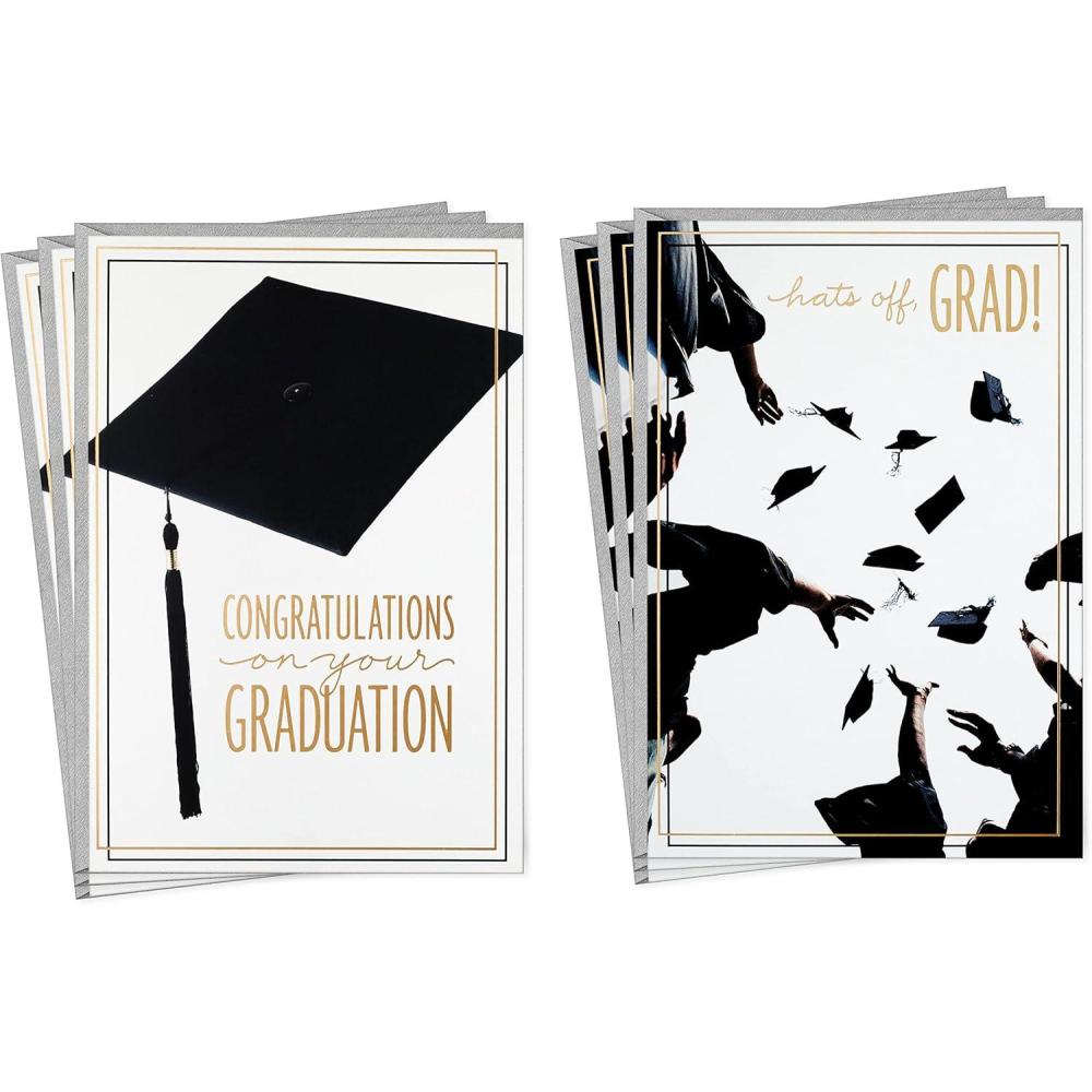 imageHallmark Graduation Cards Assortment Hats Off 6 Cards with Envelopes 2 DesignsHats Off 6 Cards