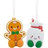 Hallmark Better Together Popcorn & Slushie Magnetic Christmas Ornaments for Tree, Set of 2(Gingerbread & Milk)