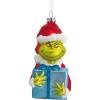 Hallmark Dr. Seuss’s How The Grinch Stole Christmas! Grinch with Present Christmas Ornament, Blown Glass