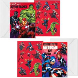 Hallmark Avengers Valentines Day Cards and Stickers for Kids School (24 Classroom Valentines with Envelopes)(Avengers Valentines with Stickers)