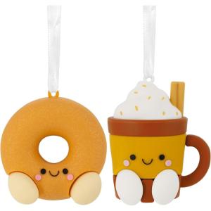 Hallmark Better Together Hot Cocoa and Marshmallow Magnetic Christmas Ornaments, Set of 2(Donut & Festive Drink)