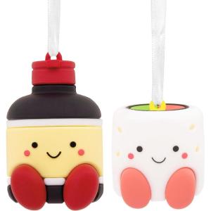 Hallmark Better Together Pizza and Ranch Dressing Magnetic Christmas Ornaments, Set of 2(Sushi & Soy Sauce)