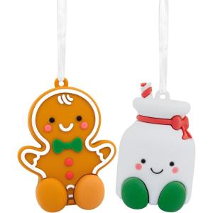 Hallmark Better Together Popcorn & Slushie Magnetic Christmas Ornaments for Tree, Set of 2(Gingerbread & Milk)