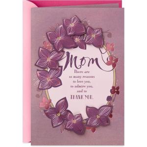 Hallmark Birthday Card, Love Card, Just Because Card for Mom (Watercolor Hearts),Flower Wreath,0599VFE7865