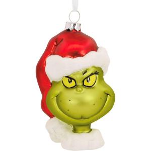 Hallmark Dr. Seuss’s How The Grinch Stole Christmas! Max with Presents Christmas Ornament, Blown Glass(Grinch)