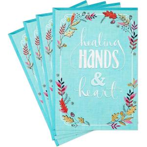 Hallmark Pack of Thank You Cards, 4 Cards with Envelopes (Healing Hands and Heart) for Nurses Day, Healthcare Workers(Turquoise)