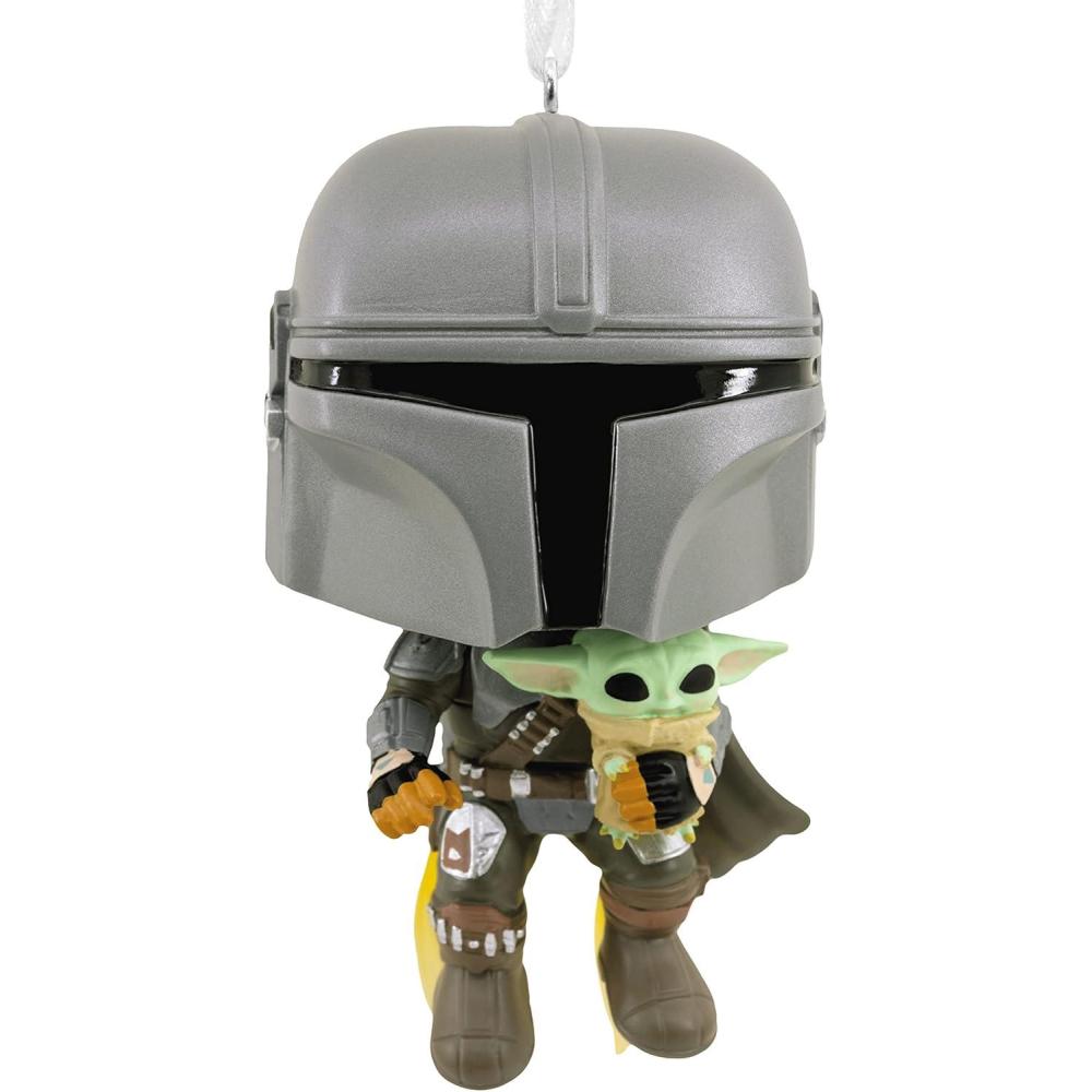 imageHallmark Star Wars The Mandalorian and Grogu Funko POP Christmas OrnamentThe Mandalorian with The Child