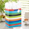 Hallmark 17″ Extra Large Gift Bag with Tissue Paper (Rainbow Stripes) for Birthdays, Graduations, Baby Showers, Father’s Day