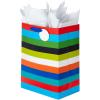 Hallmark 17″ Extra Large Gift Bag with Tissue Paper (Rainbow Stripes) for Birthdays, Graduations, Baby Showers, Father’s Day