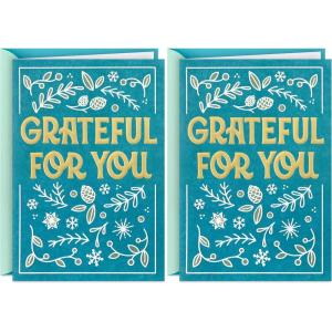 Hallmark Christmas Thank You Card (Grateful For You) for Teachers, Coworkers, Essential Workers(127 mm x 182.6 mm (Pack of 2))