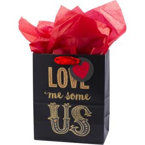 Hallmark Mahogany 9″ Medium Gift Bag with Tissue Paper (Love Me Some Us) for Anniversary, Valentines Day and More(Medium)