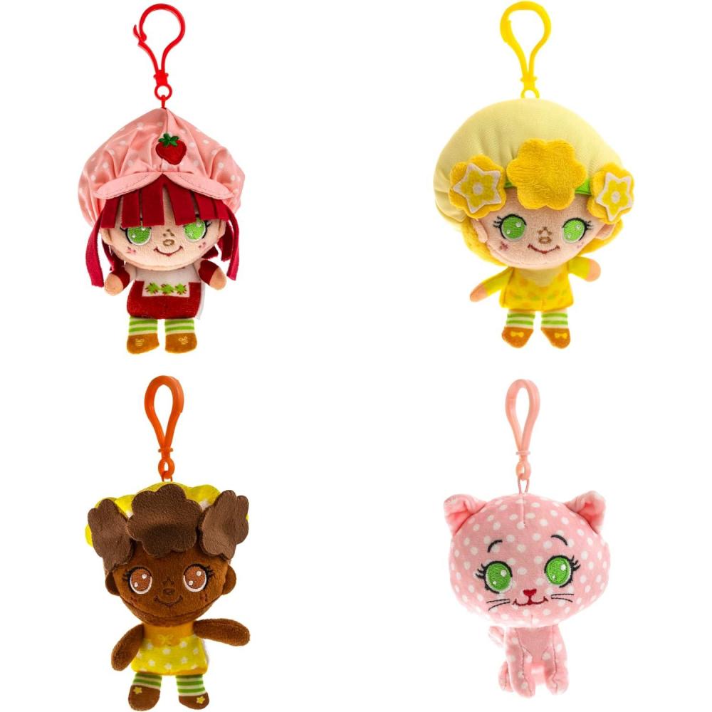 imageThe Loyal Subjects Rainbow Brite 4Pack Set with Rainbow Brite Twink Starlite Puppy Brite 4inch Plush ClipOnsStrawberry Shortcake Backpack Clips