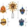 Hallmark Harry Potter 5″ Miniature Christmas Tree Topper and 1.89″ Mini Ornaments, Set of 5, Shatterproof(House Crest Tree Topper)