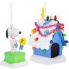 Hallmark Peanuts Snoopy and Holiday Doghouse Christmas Ornaments, Set of 2(Snoopy and Doghouse)