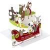 Hallmark Retro Santa Boxed Christmas Cards (16 Cards and Envelopes) Red, Black, Gold, Green, White(Reindeer in Sleigh)