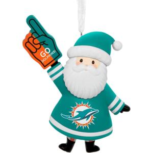Hallmark NFL Miami Dolphins Santa Fan Christmas Ornament, Gifts for Sports Fans